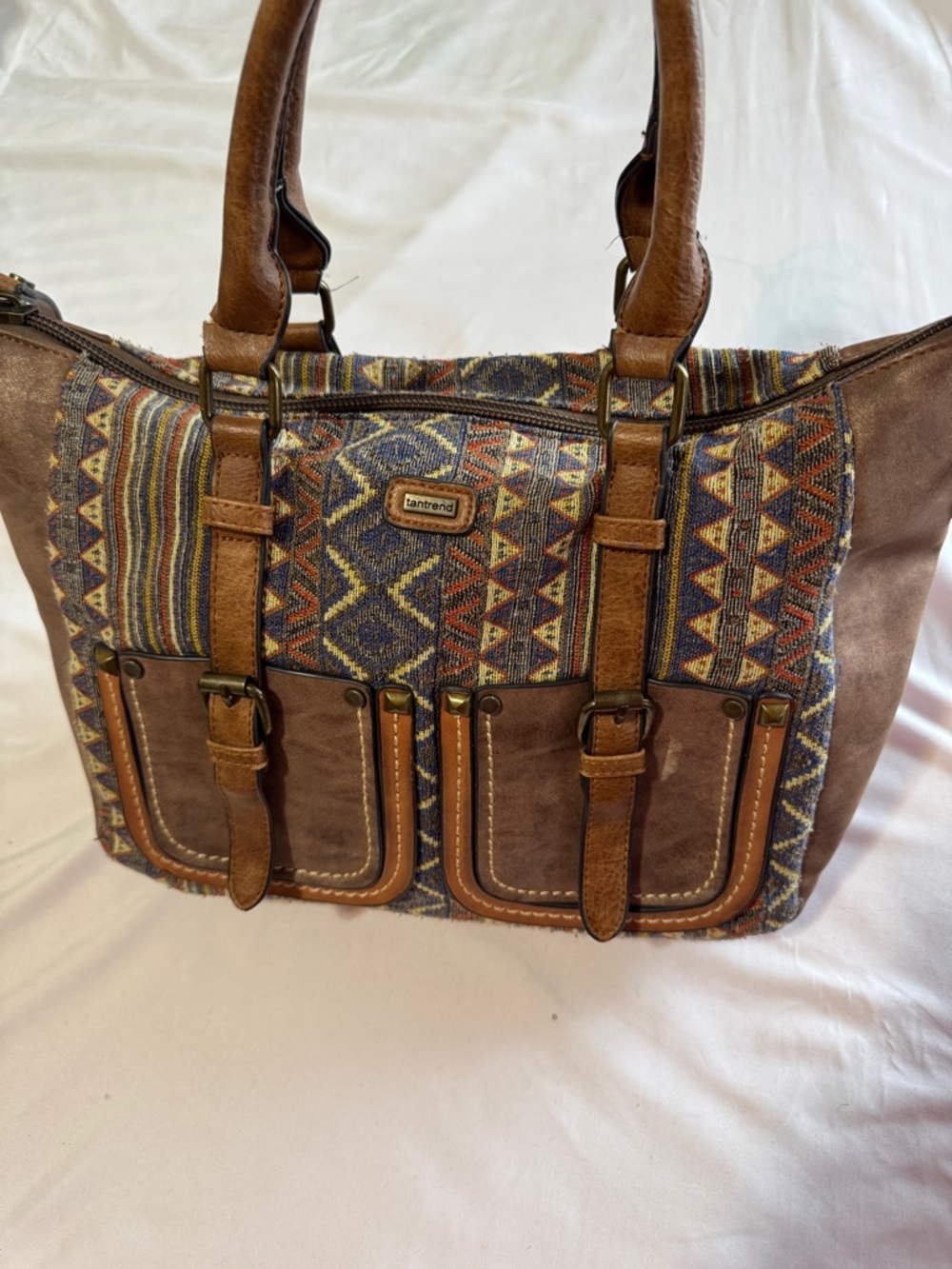 Boho Aztec Tantrend Tote Bag in Brown and Multicolor
